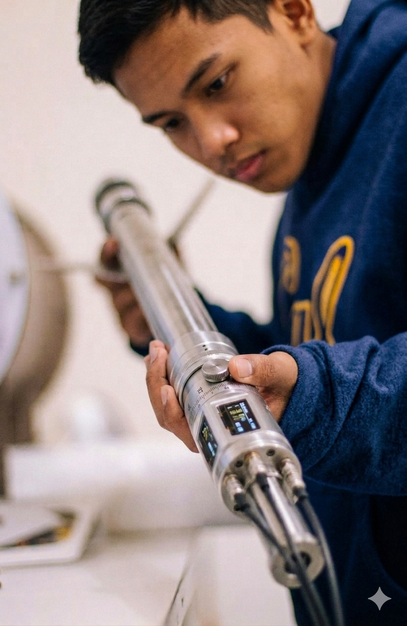 A student working on a build